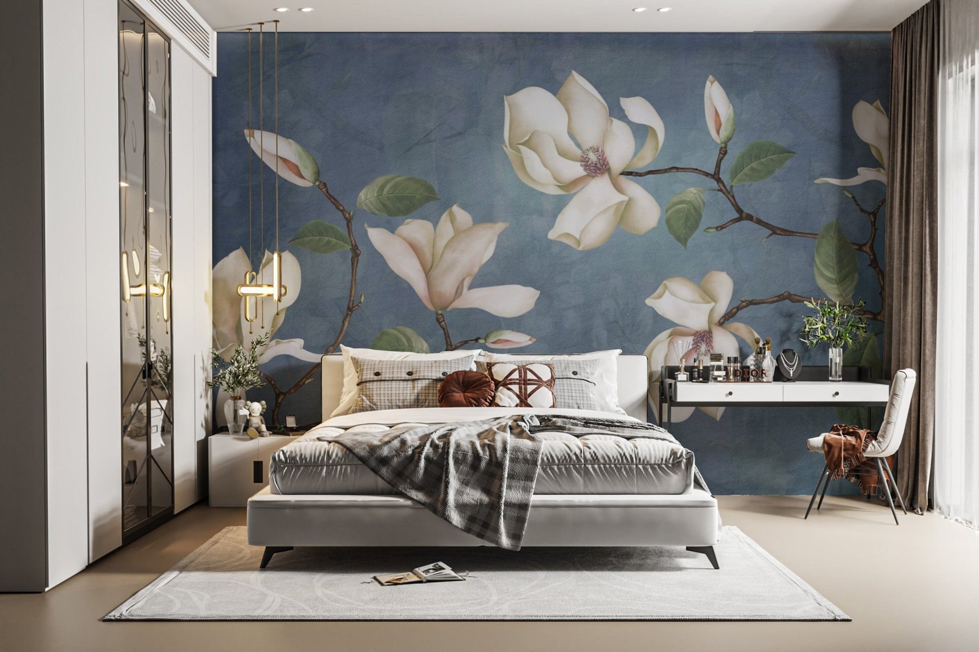 Elegant Magnolia Floral Wall Mural

