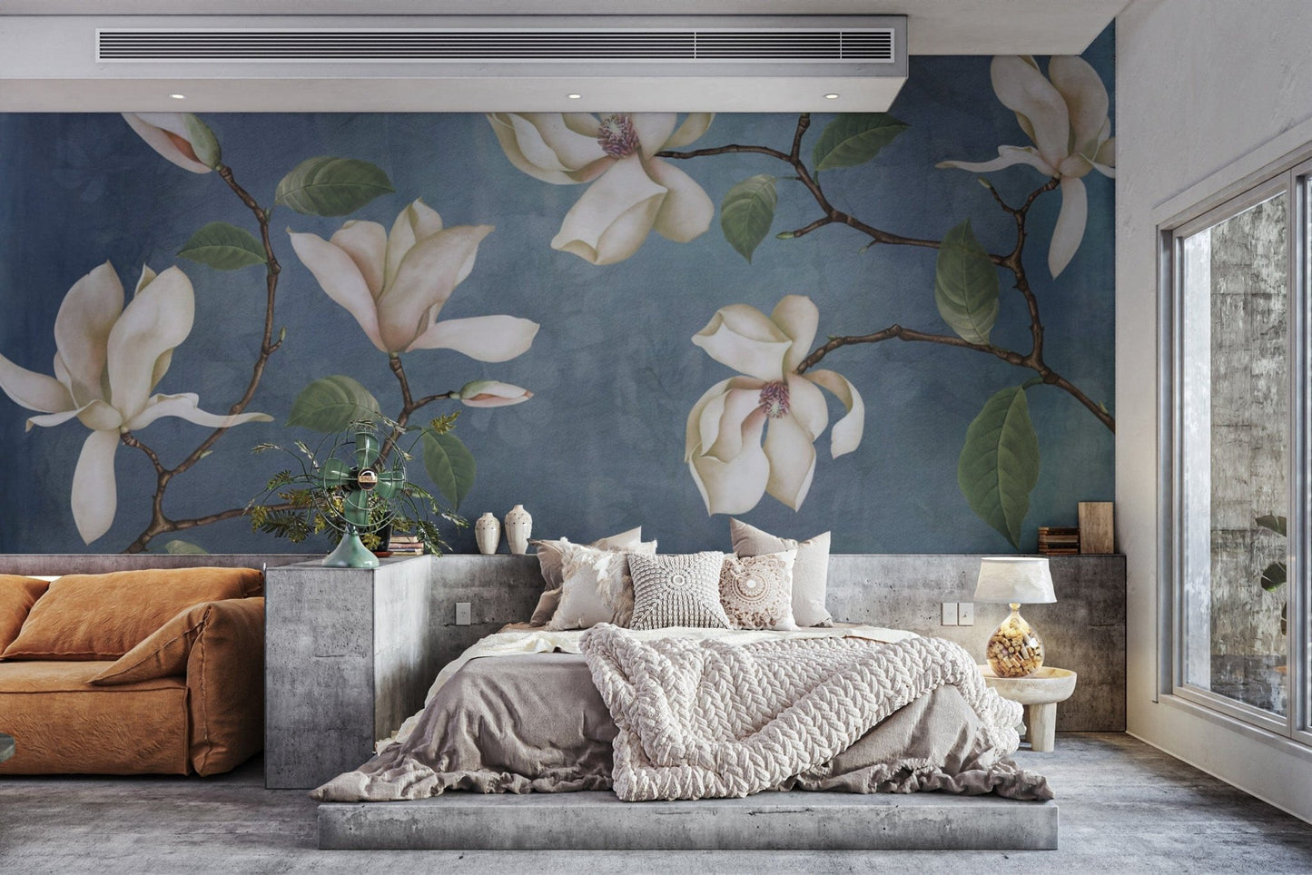 Soft Bloom Magnolia Floral Wall Covering
