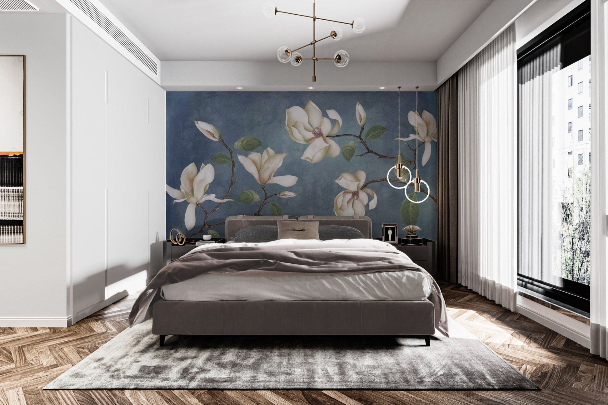 Serene Magnolia Blossom Floral Wallpaper




