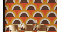 Vibrant Orange Wallpaper with retro arches
