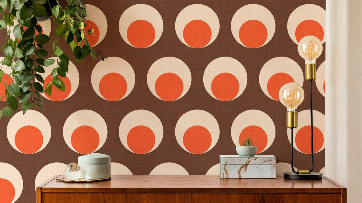 Eye-catching brown wallpaper with retro dots, SUSCT62