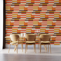Mid-Century Striped Wall Mural in bright hues, SUSCT64