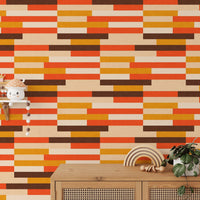 Warm-toned Striped Wallpaper for retro decor, SUSCT64