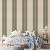 Sage green floral stripe wallpaper

