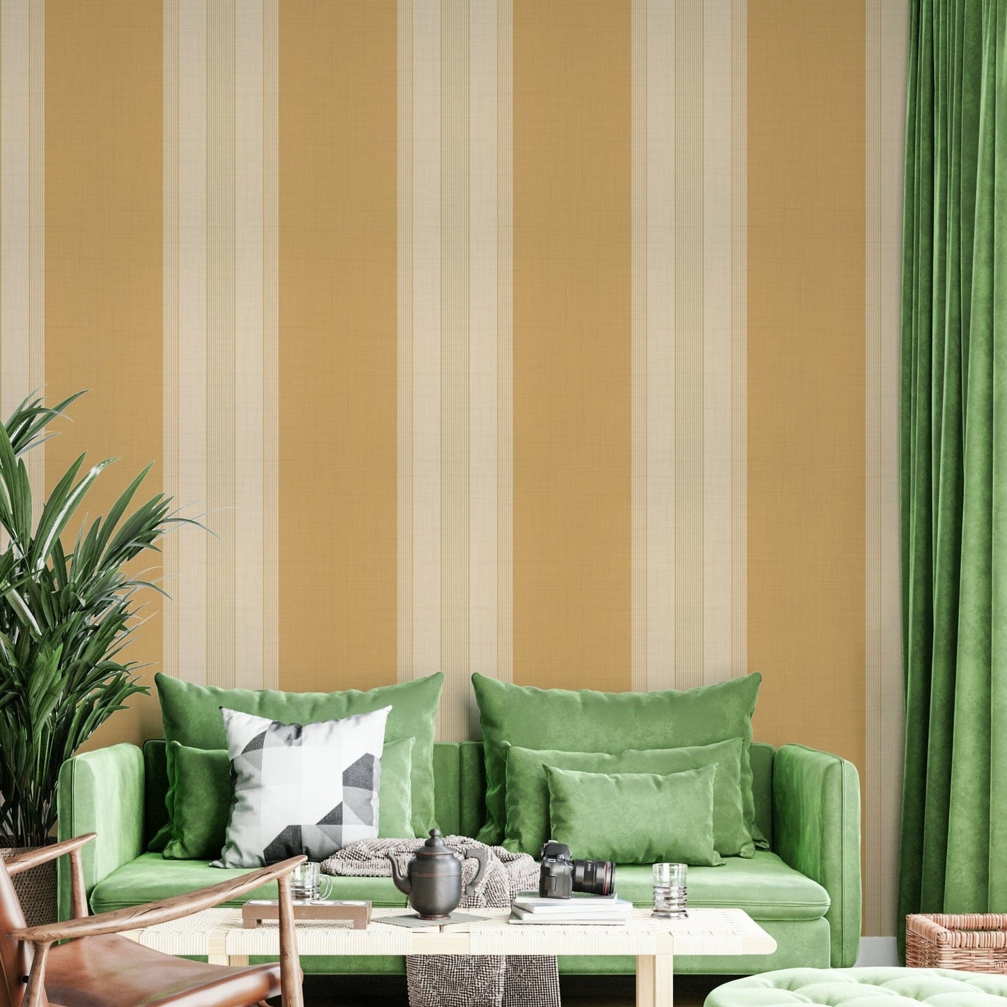 Elegant honey gold multiline stripe wallpaper

