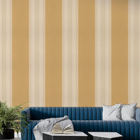 Classic striped wallpaper in honey gold tones

