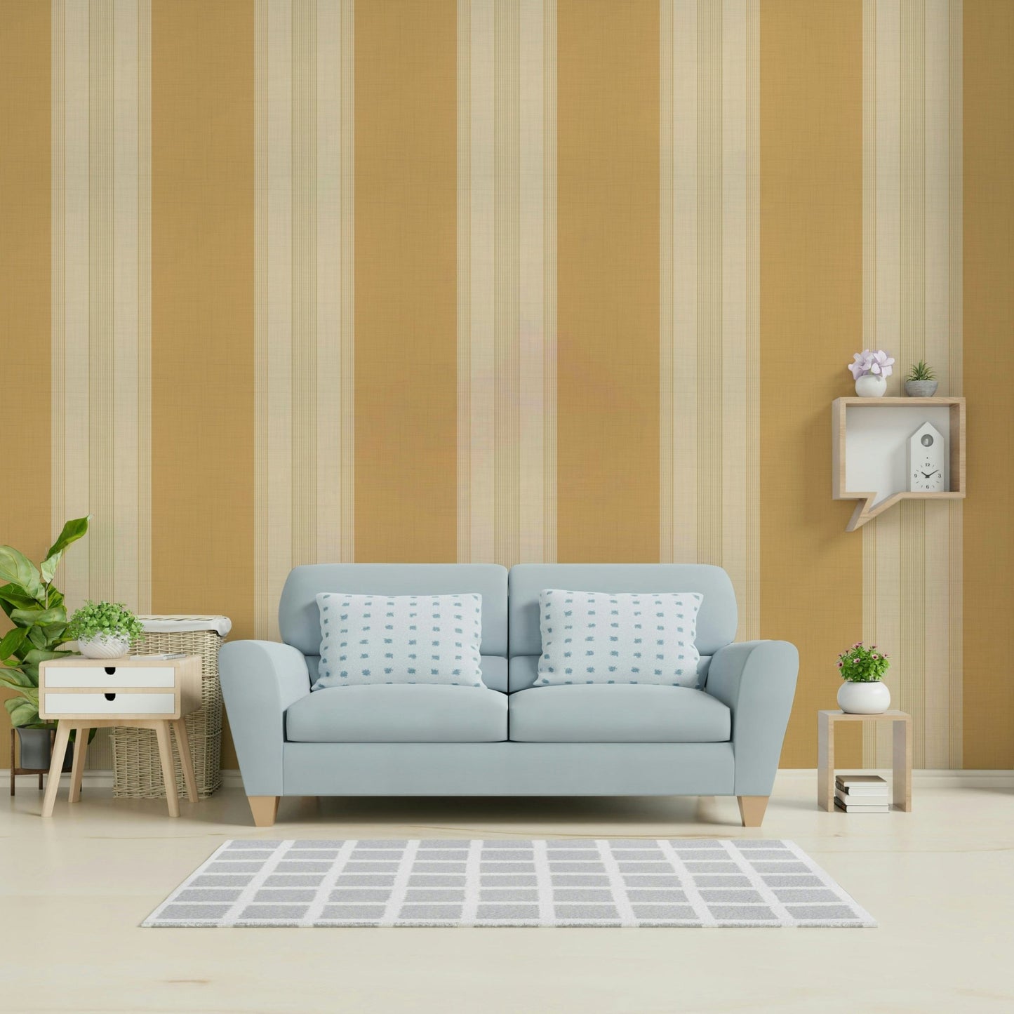 Elegant striped wallpaper in honey gold

