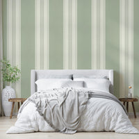 Sage green vertical striped wallpaper


