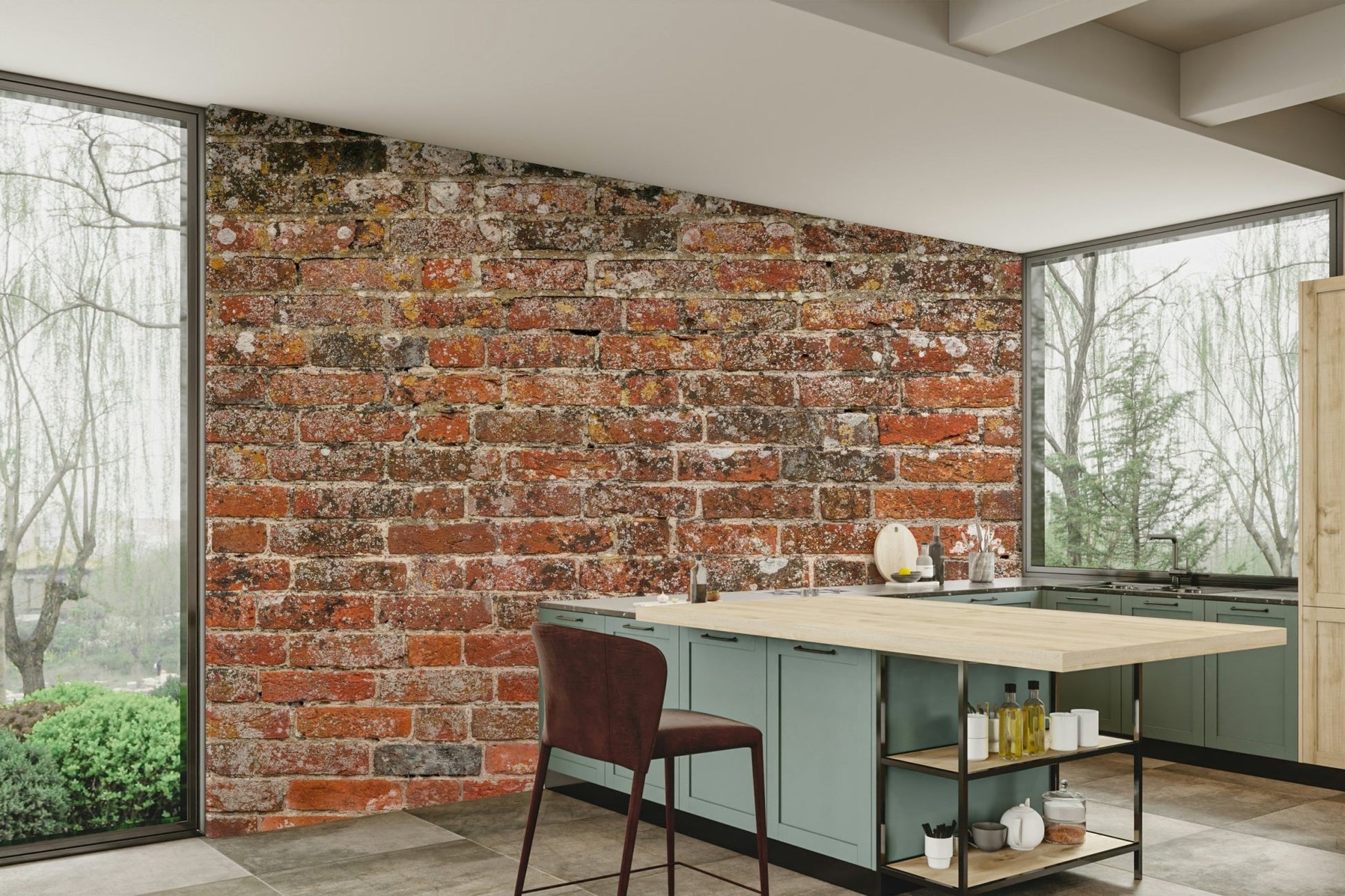 A contemplative classic brick wallpaper mural for a feature wall., GD5135
