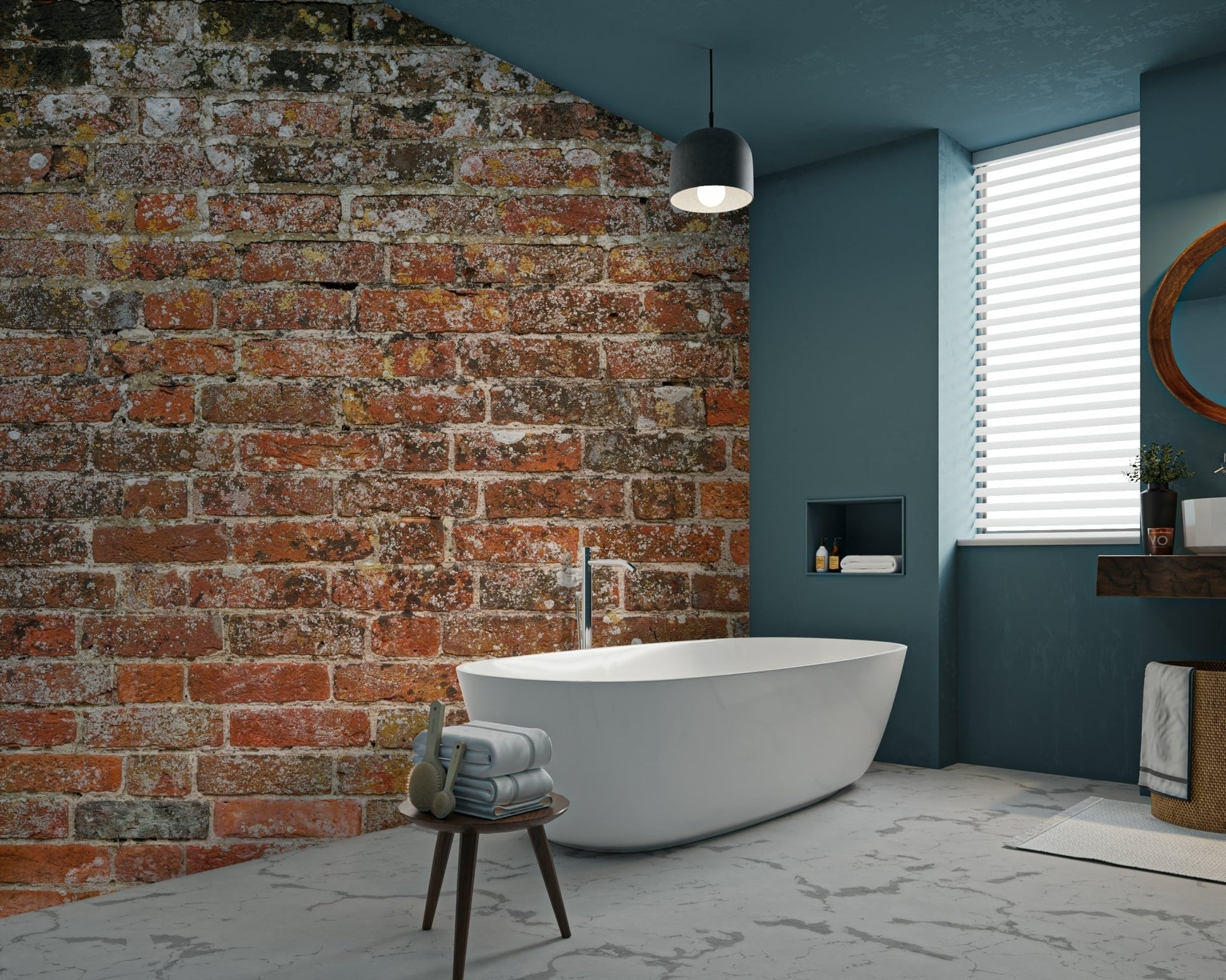 A beautiful wide-angle wall mural of a brick pattern., GD5135