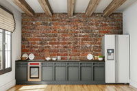 A beautiful realistic red brick wallpaper mural for a modern home., GD5135