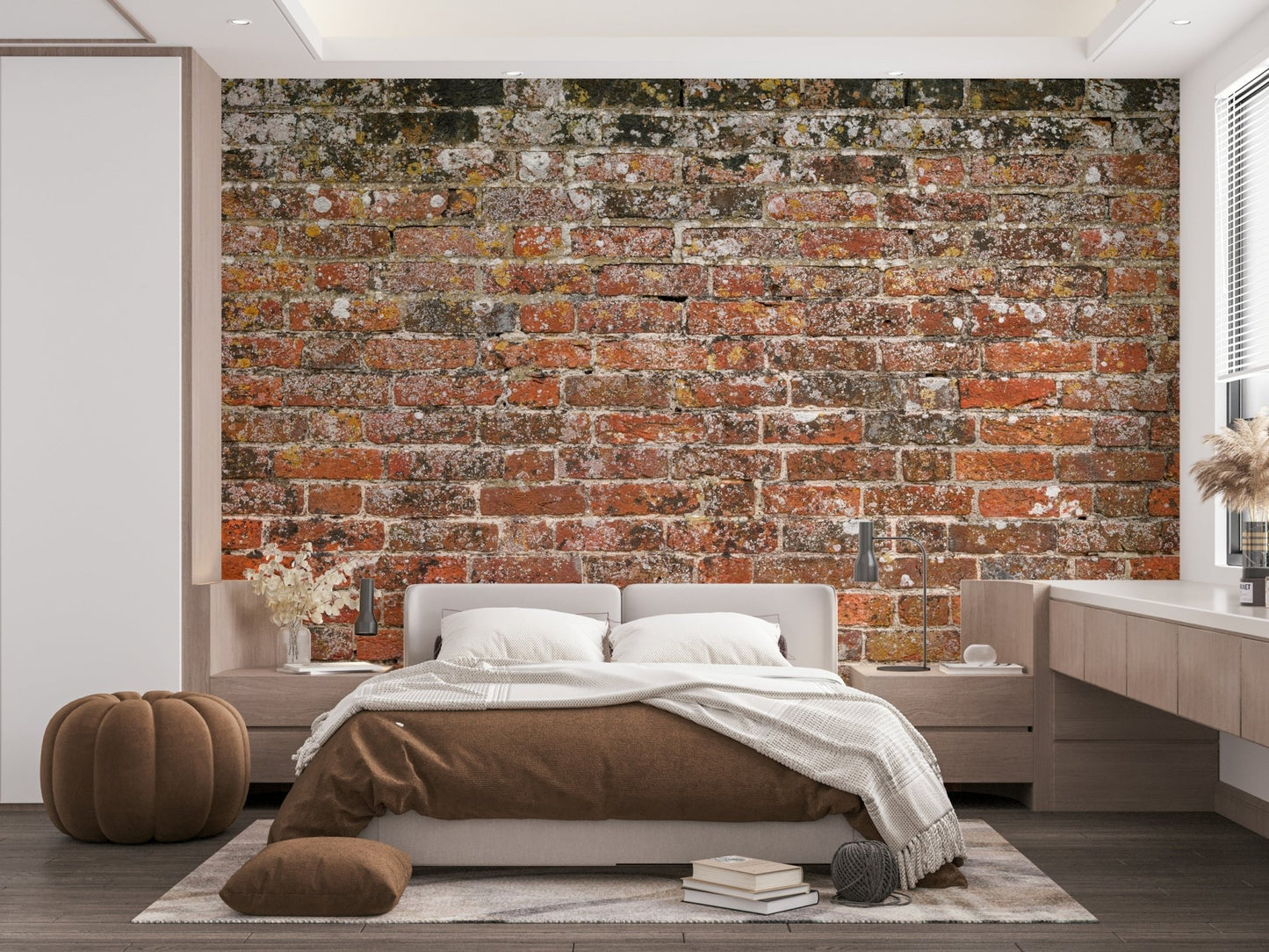 A calming exposed brick wallpaper mural that defines a space., GD5135