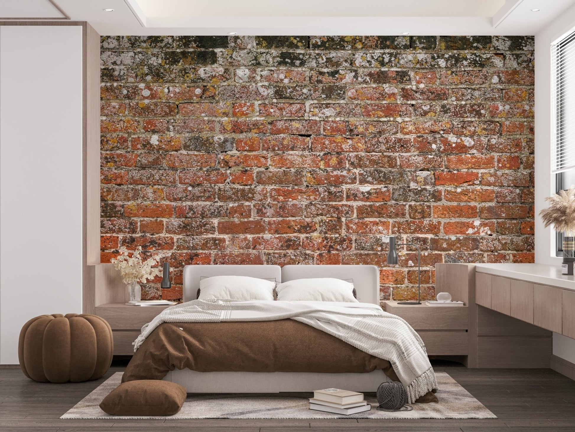 A calming exposed brick wallpaper mural that defines a space., GD5135