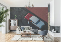 A graceful subtle pattern wall mural in cool, tranquil tones.