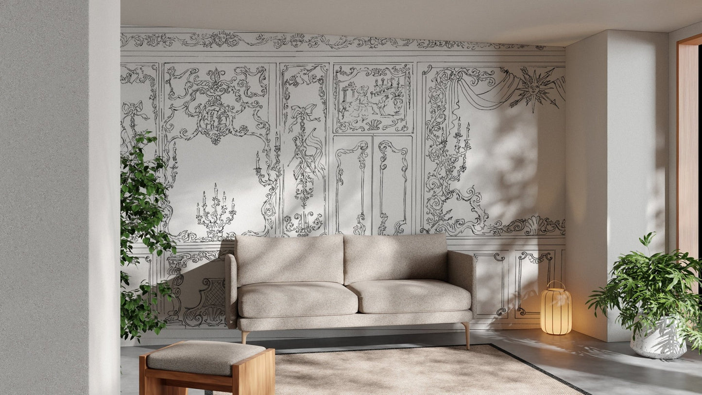 18th Century Rococo Panel Wallpaper
