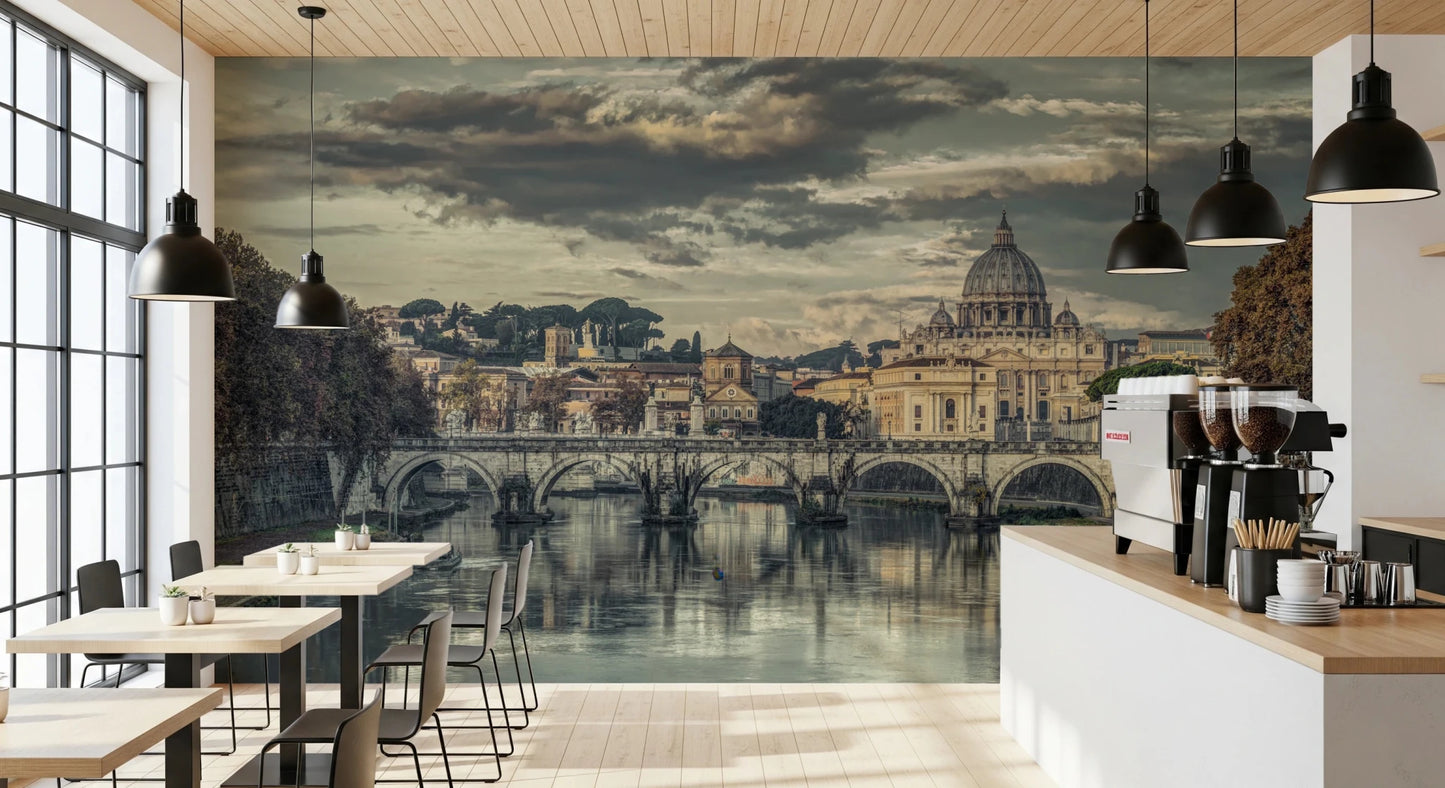 Roman bridge and river architecture wall mural
