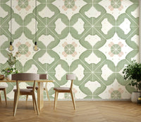 Tile-style wallpaper in a sage color palette GD4372

