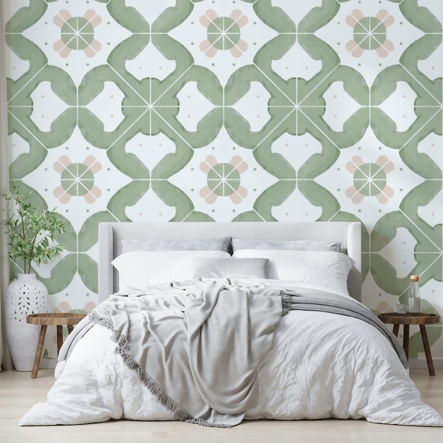 Textured wallpaper with a sage tile design GD4372

