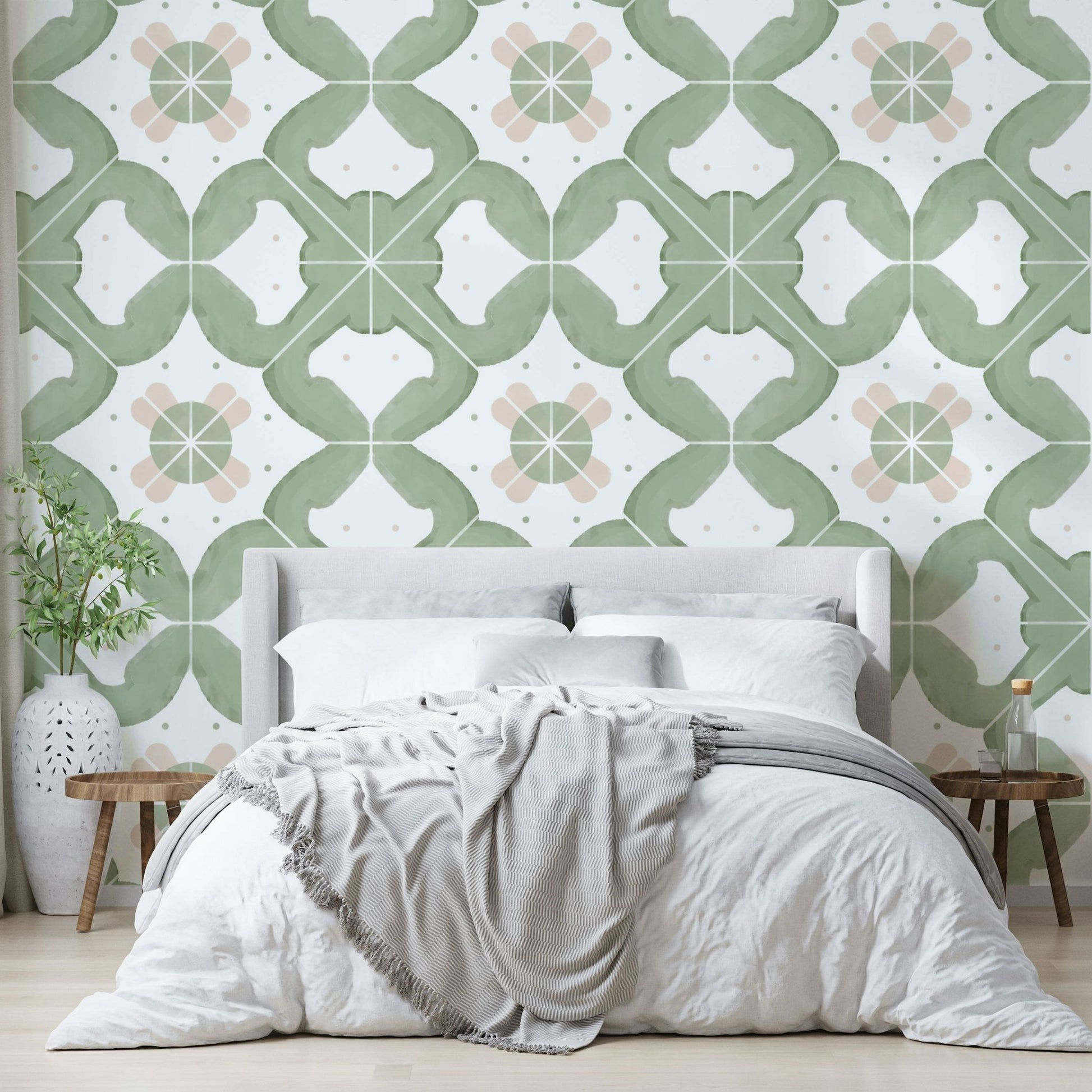Textured wallpaper with a sage tile design GD4372


