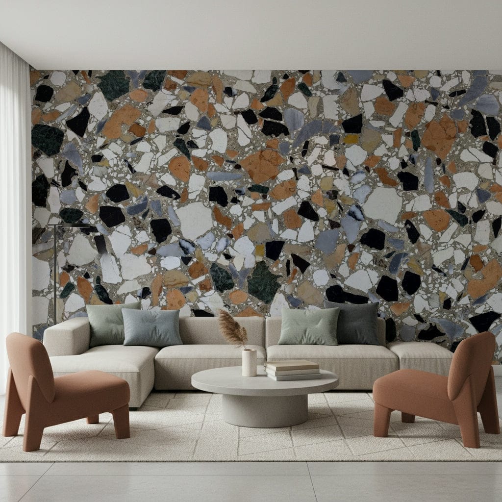 Textured Classic Terrazzo diverse elements wall mural quality