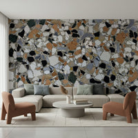 Textured Classic Terrazzo diverse elements wall mural quality