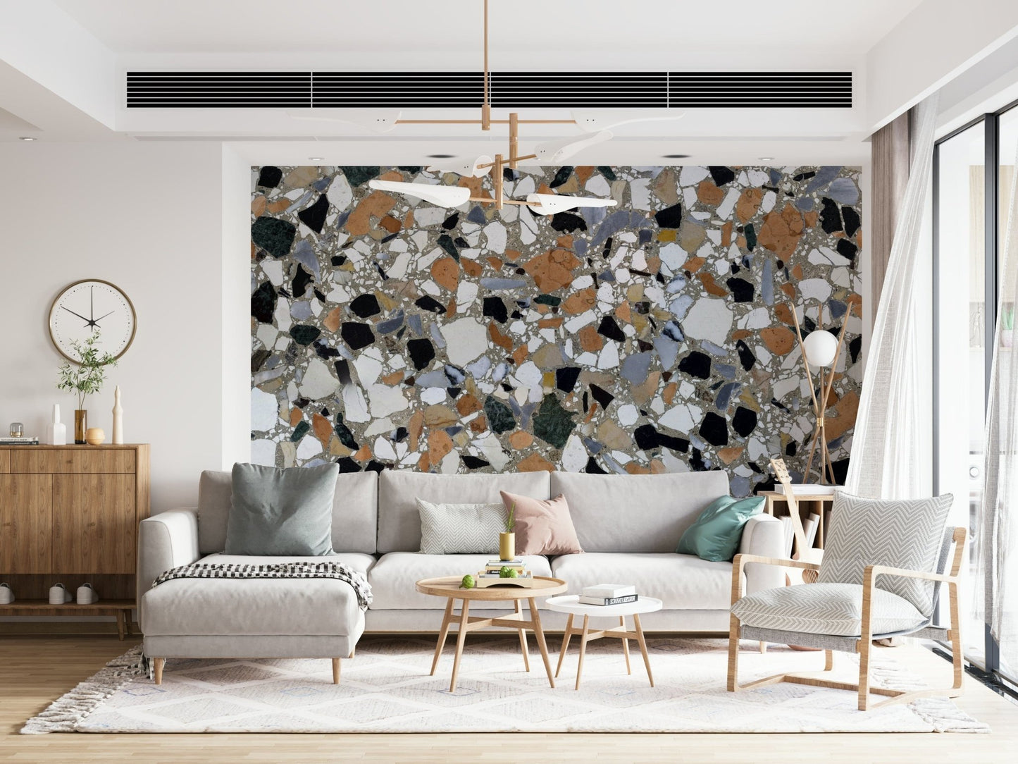 Authentic Terrazzo Mix cement matrix wallpaper finish sheet print