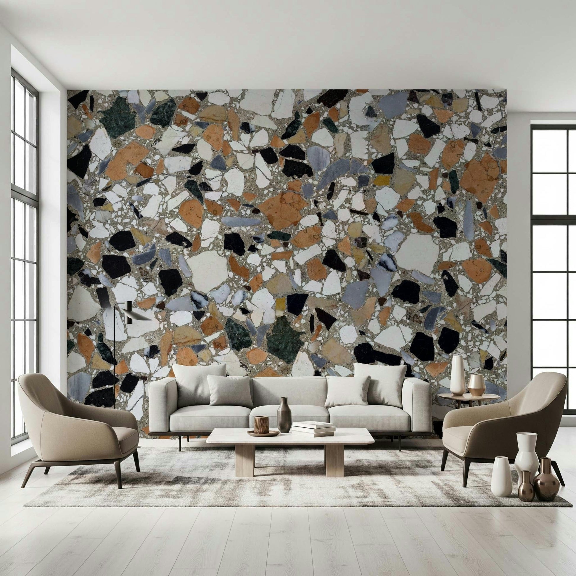 Refined Classic Terrazzo rounded shards wall mural decorative panel