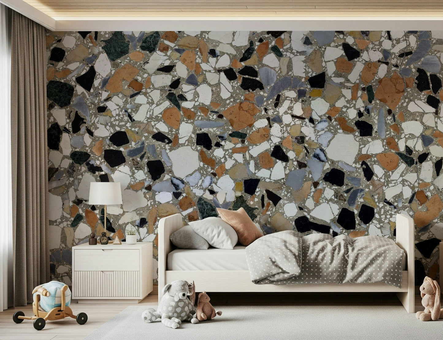 Traditional Classic Terrazzo stone aggregate wall mural pattern style