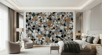 Intricate Classic Terrazzo white base wall mural for hallway space