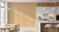 Open kitchen nook finished with Classic Vertical Stripes Wallpaper in peach tones