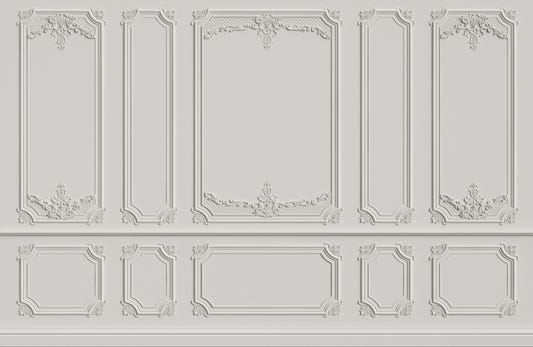 Georgian White Wood Molding Panel Wallpaper Mural