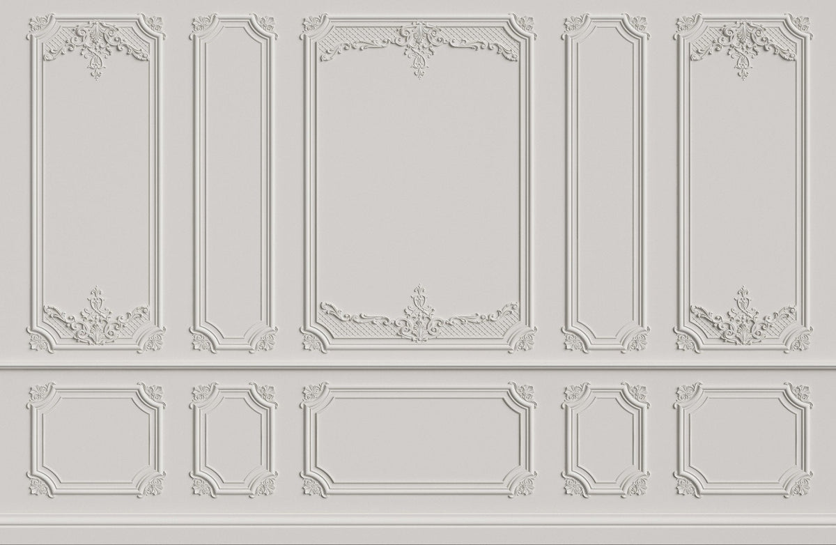 Georgian White Wood Molding Panel Wallpaper Mural in your room — zoomed