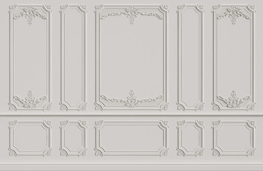 Georgian White Wood Molding Panel Wallpaper Mural