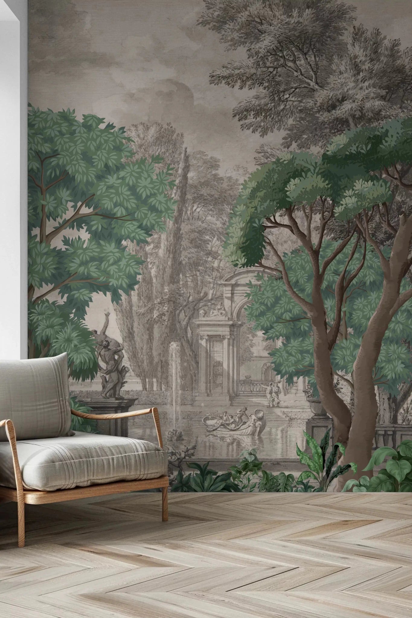 Classical Green Garden Oasis Wall Mural