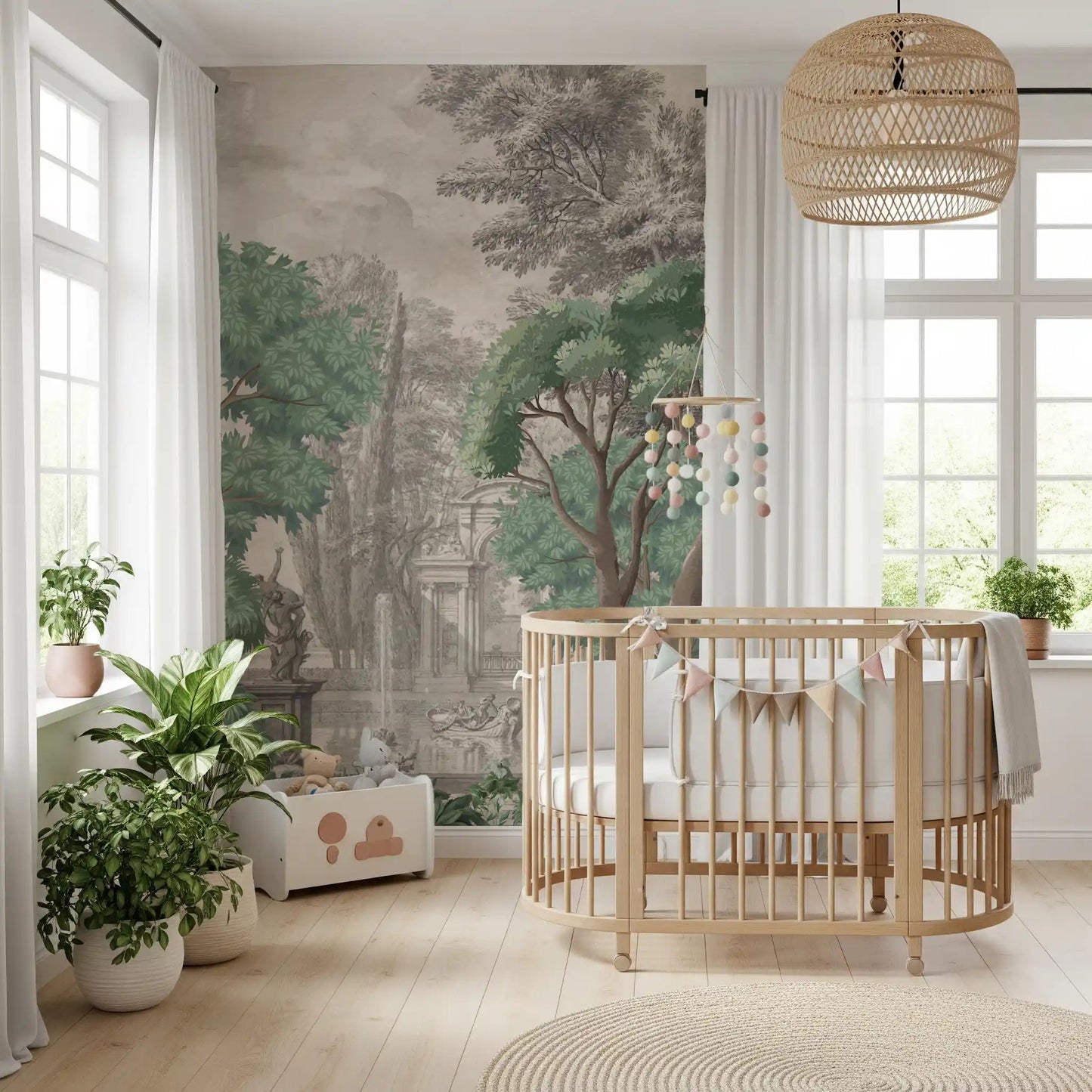 Classical Green Garden Oasis Wall Mural