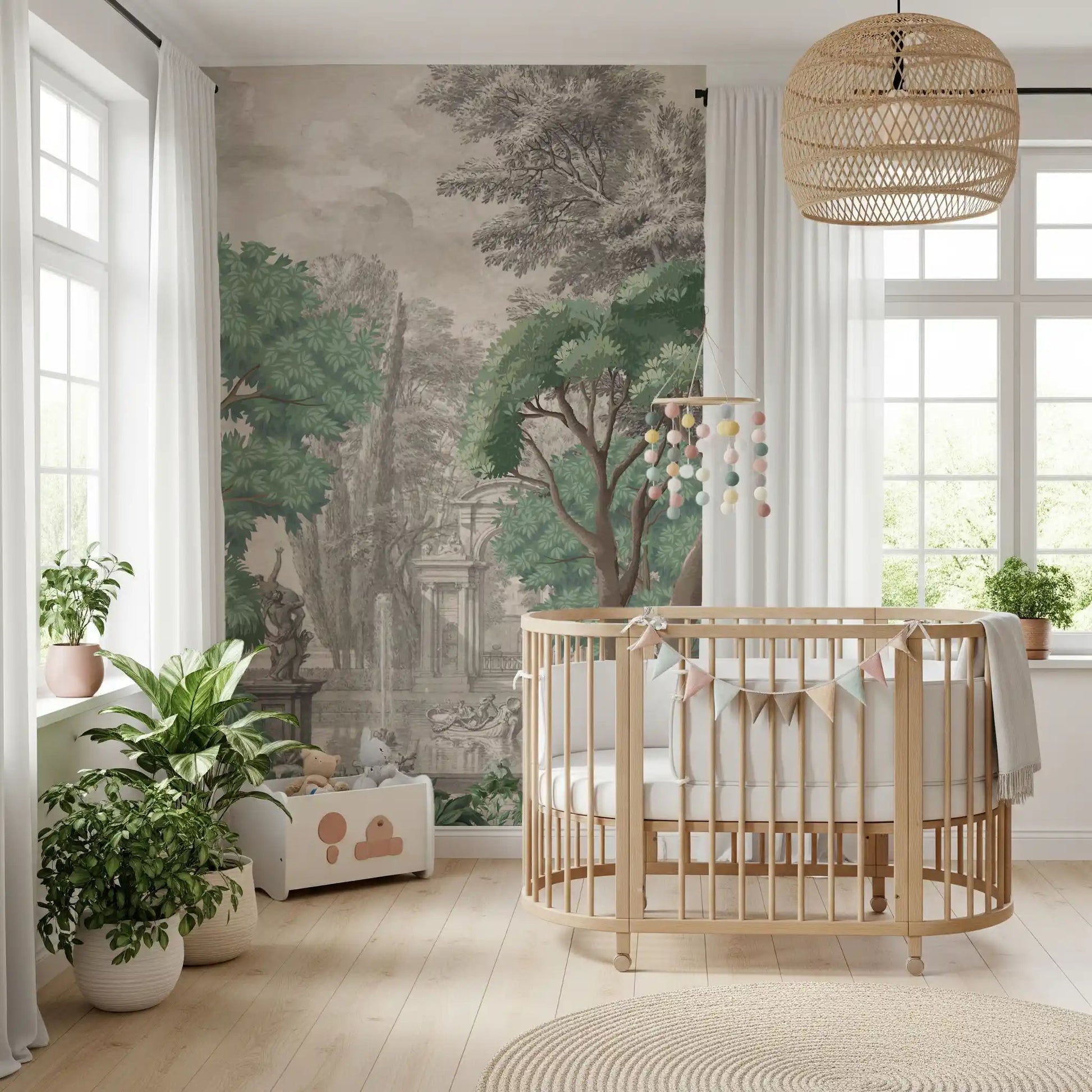 Classical Green Garden Oasis Wall Mural