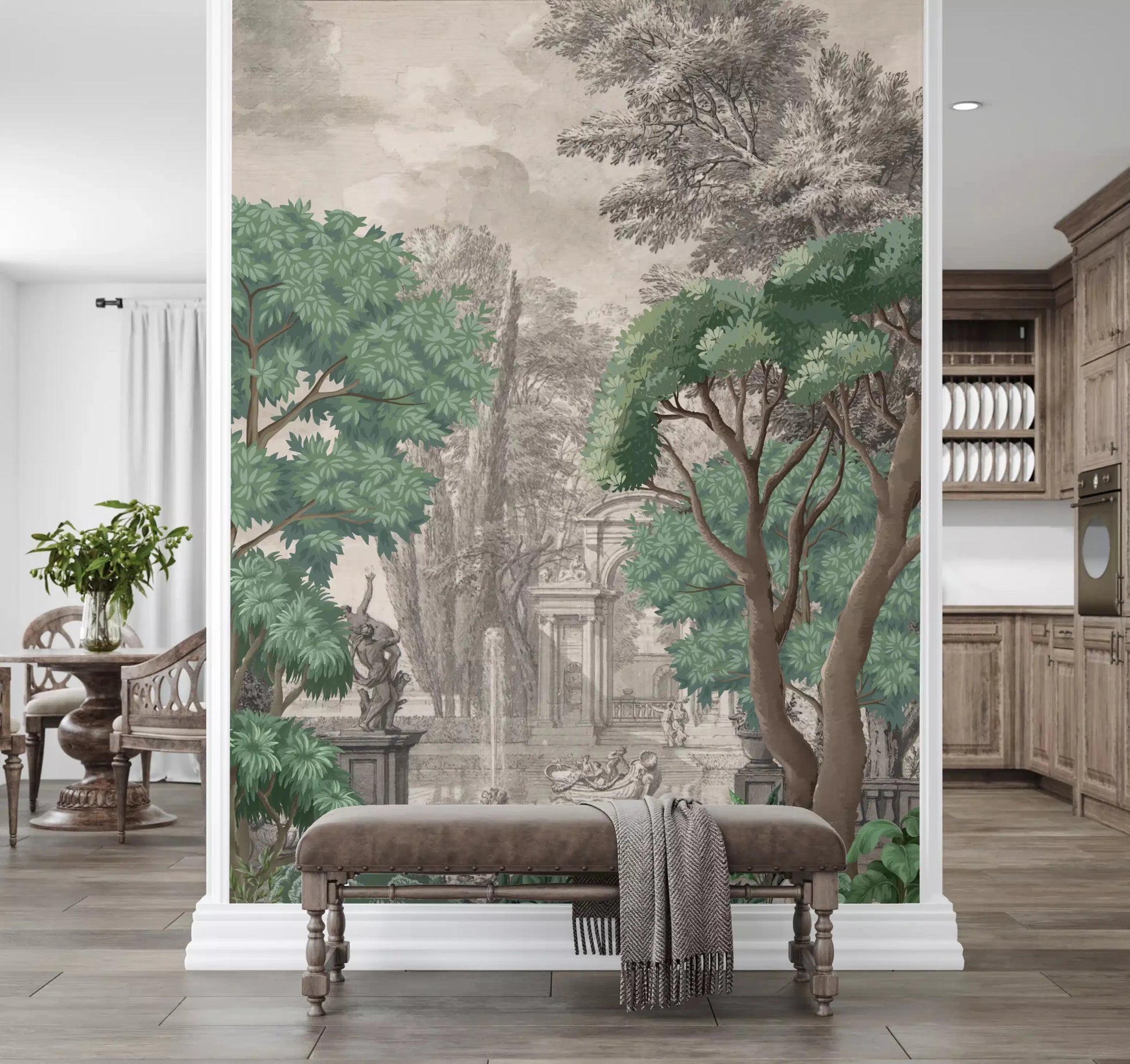 Classical Green Garden Oasis Wall Mural