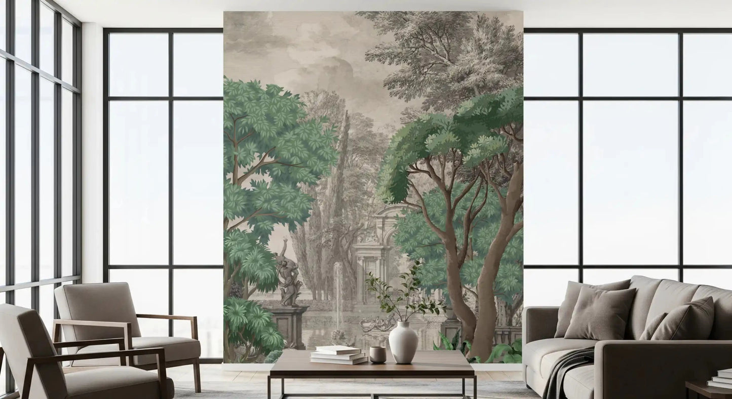 Classical Green Garden Oasis Wall Mural