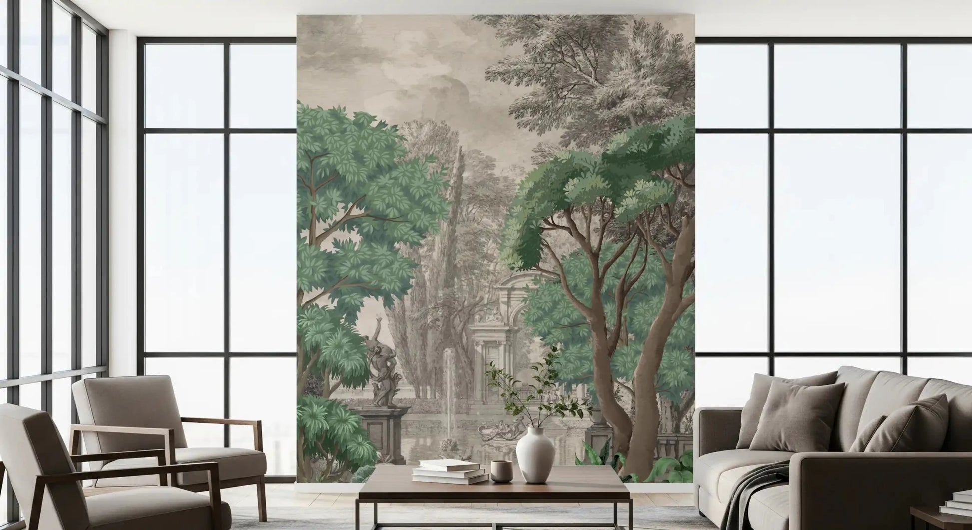 Classical Green Garden Oasis Wall Mural