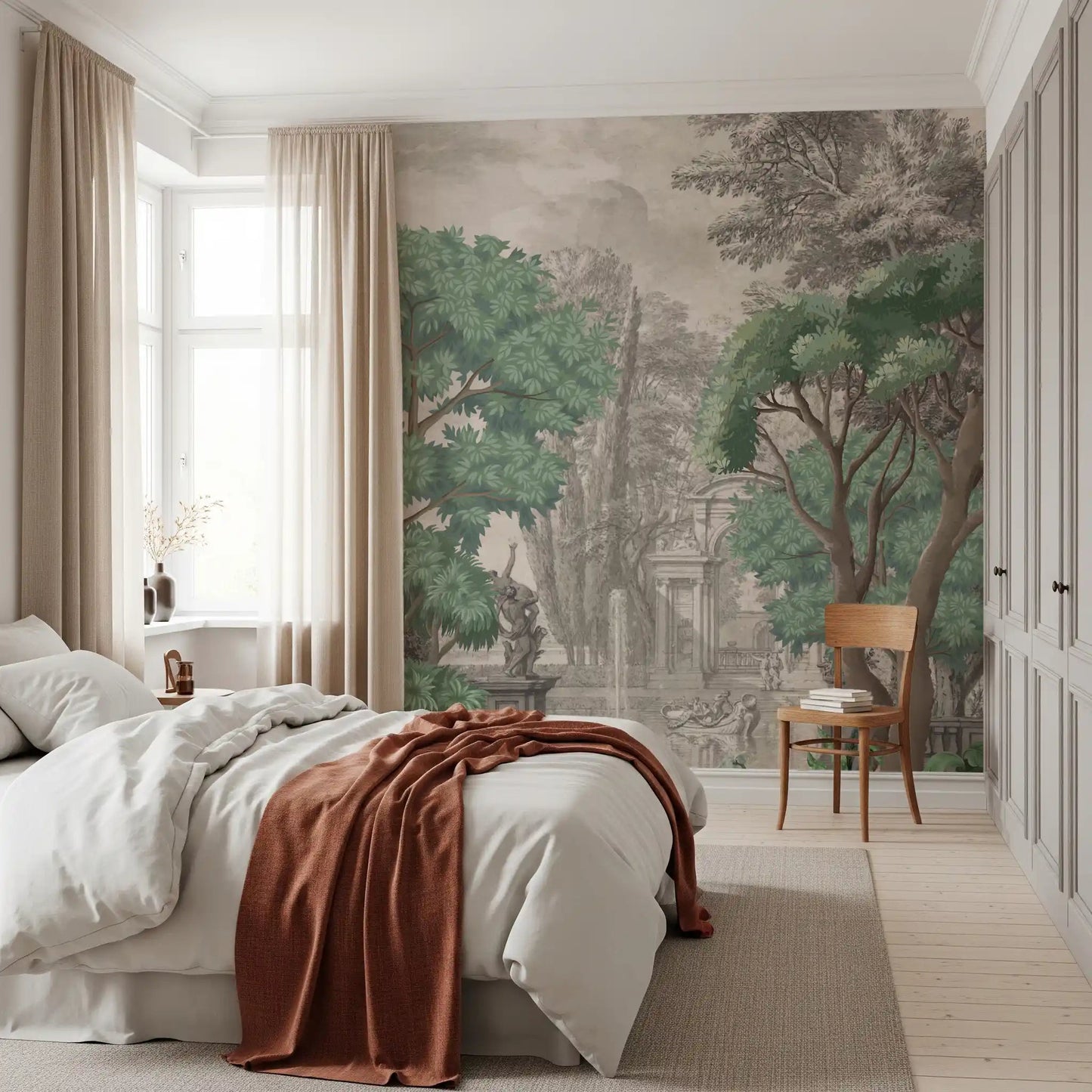 Classical Green Garden Oasis Wall Mural