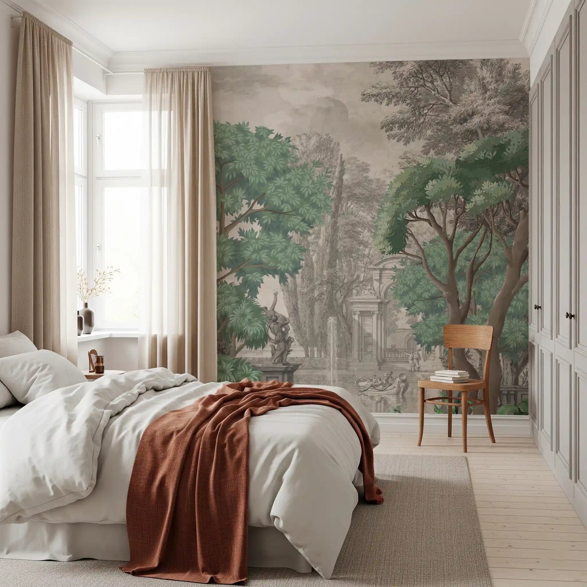 Classical Green Garden Oasis Wall Mural