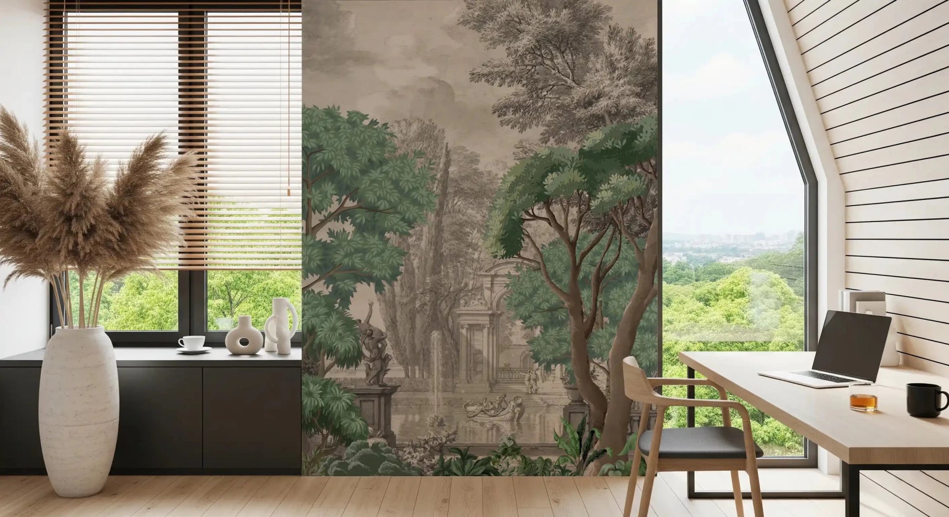 Classical Green Garden Oasis Wall Mural