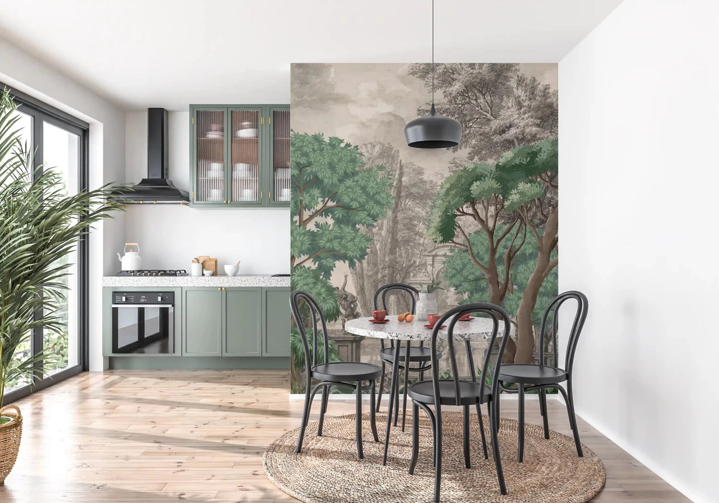 Classical Green Garden Oasis Wall Mural