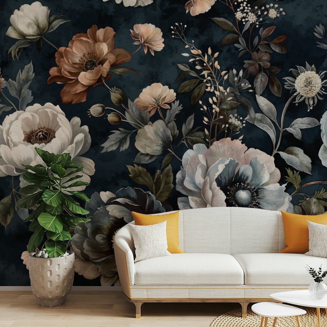 A wall mural of a classical floral pattern. GD3500

