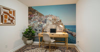 Blue sea horizon Cliffside Homes View wallpaper mural