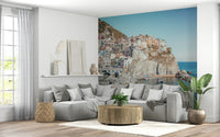 Sunny shore scenery Cliffside Homes View wallpaper mural
