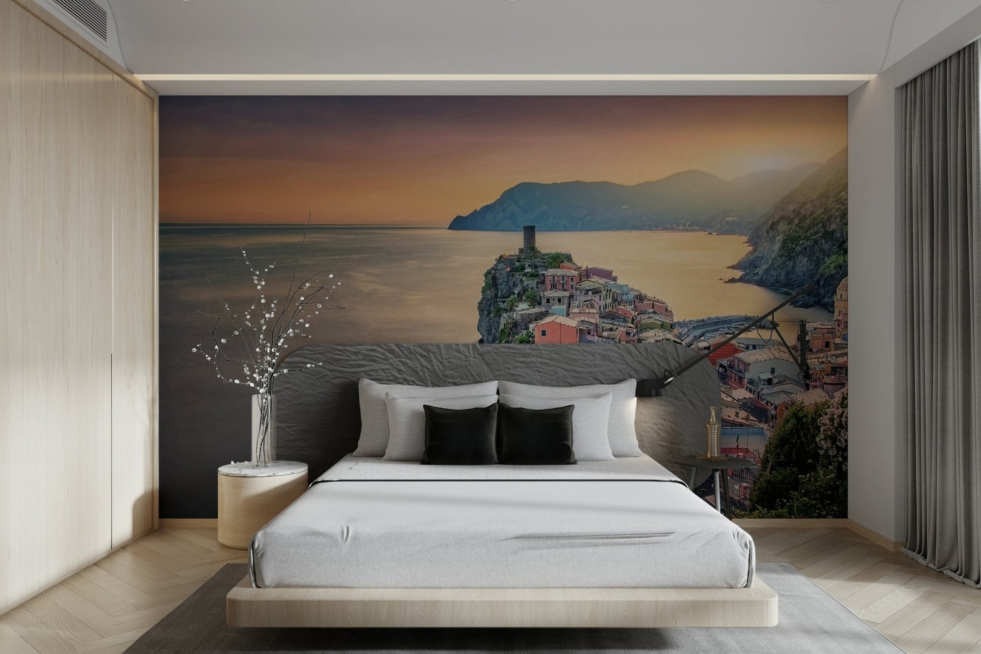 Scenic coast sunset view Cliffside Village Dream Wall Mural GD5058