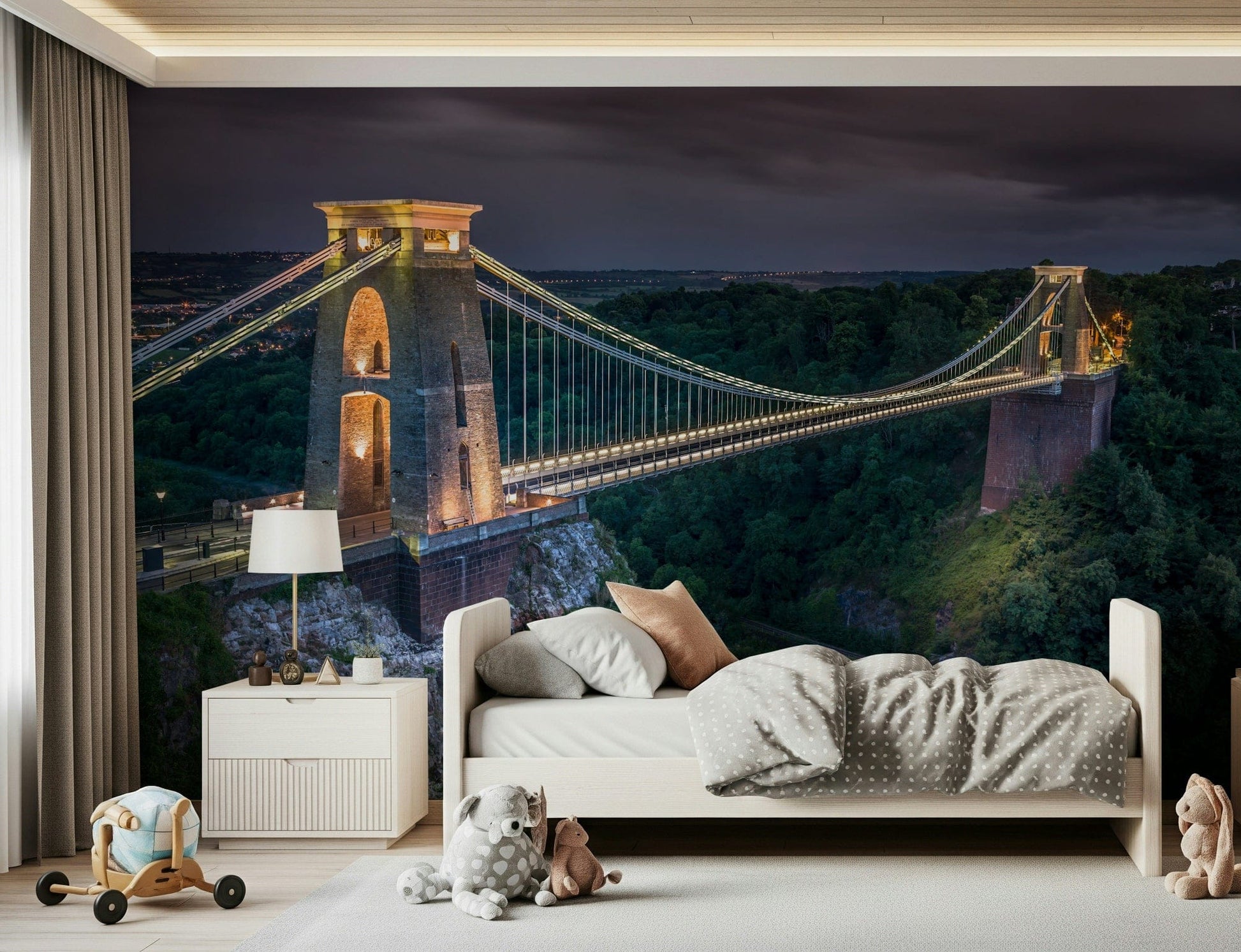 Avon Gorge vista wallpaper for walls, featuring majestic Clifton Bridge.