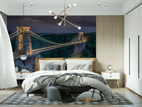 Engineered marvel wallpaper, towers of Clifton Suspension Bridge at dusk.