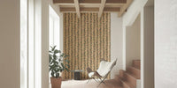 Whimsical Climbing Vines Stripe Retro Leaves Cream wall mural, repeating branches, gentle colors.